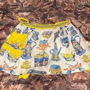 Vintage-Inspired Blue & Yellow Print apron
